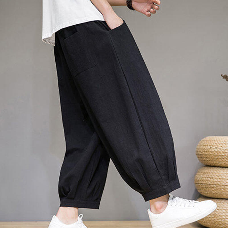 Buddha Stonesカジュアル 無地 メンズ コットン 7-8丈 ハーレムパンツ ポケット付き - image 25