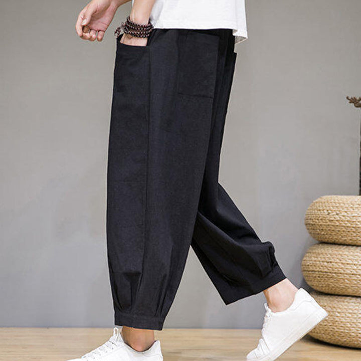 Buddha Stonesカジュアル 無地 メンズ コットン 7-8丈 ハーレムパンツ ポケット付き - image 23