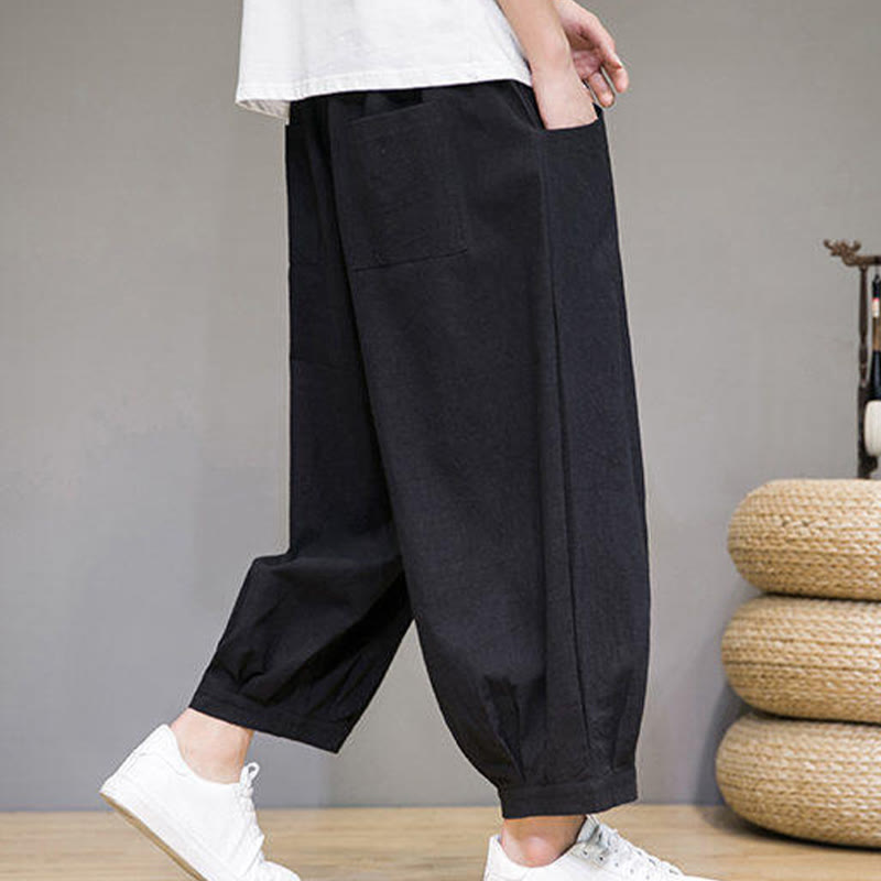 Buddha Stonesカジュアル 無地 メンズ コットン 7-8丈 ハーレムパンツ ポケット付き - image 20