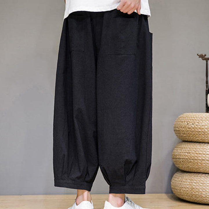 Buddha Stonesカジュアル 無地 メンズ コットン 7-8丈 ハーレムパンツ ポケット付き - image 24