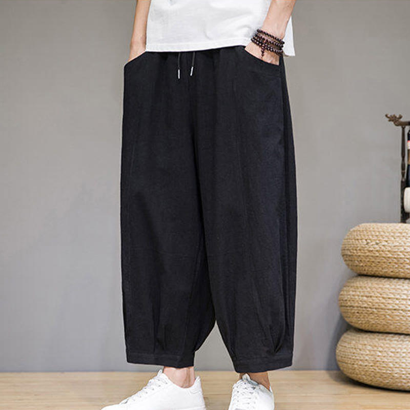 Buddha Stonesカジュアル 無地 メンズ コットン 7-8丈 ハーレムパンツ ポケット付き - image 21