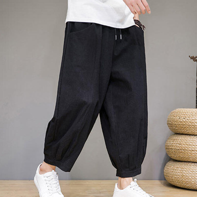 Buddha Stonesカジュアル 無地 メンズ コットン 7-8丈 ハーレムパンツ ポケット付き - image 19