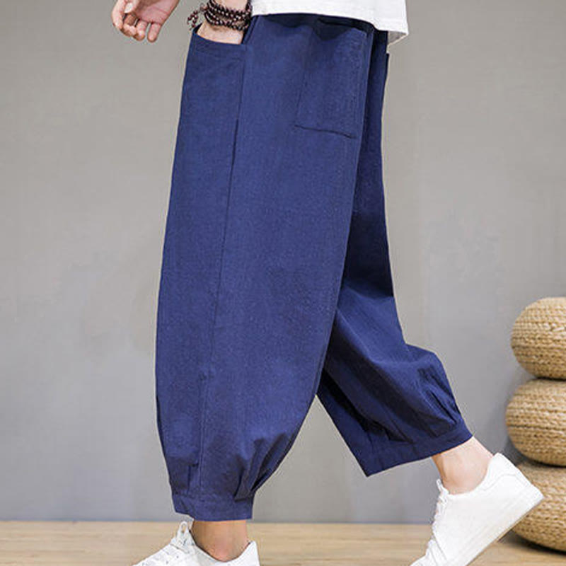 Buddha Stonesカジュアル 無地 メンズ コットン 7-8丈 ハーレムパンツ ポケット付き - image 30