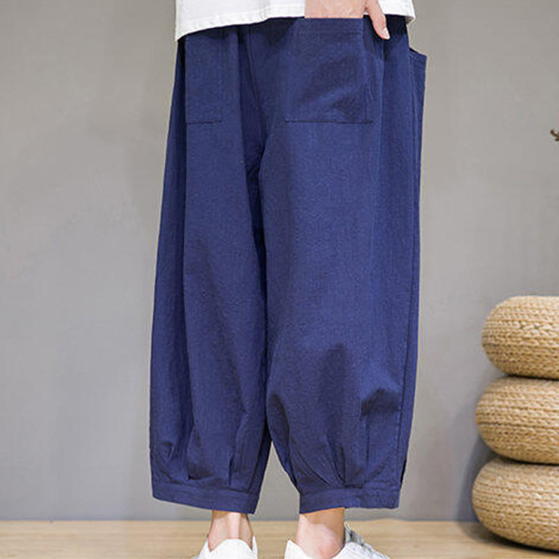 Buddha Stonesカジュアル 無地 メンズ コットン 7-8丈 ハーレムパンツ ポケット付き - image 34