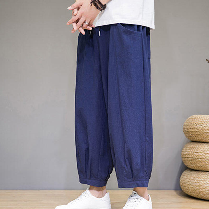 Buddha Stonesカジュアル 無地 メンズ コットン 7-8丈 ハーレムパンツ ポケット付き - image 35
