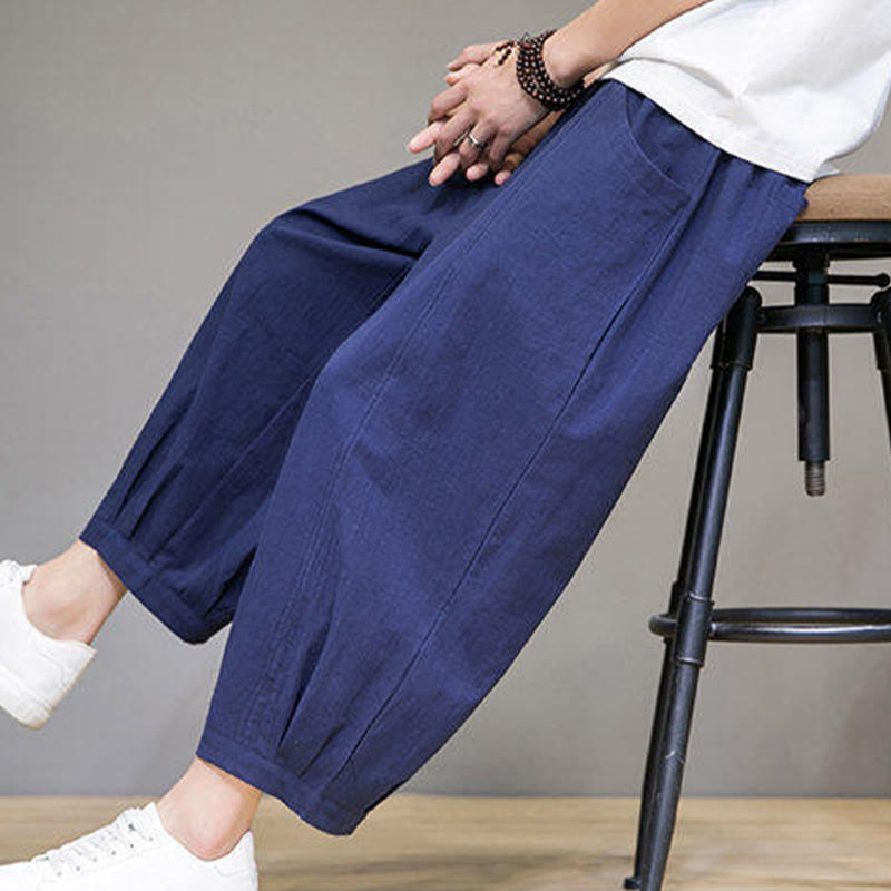 Buddha Stonesカジュアル 無地 メンズ コットン 7-8丈 ハーレムパンツ ポケット付き - image 36