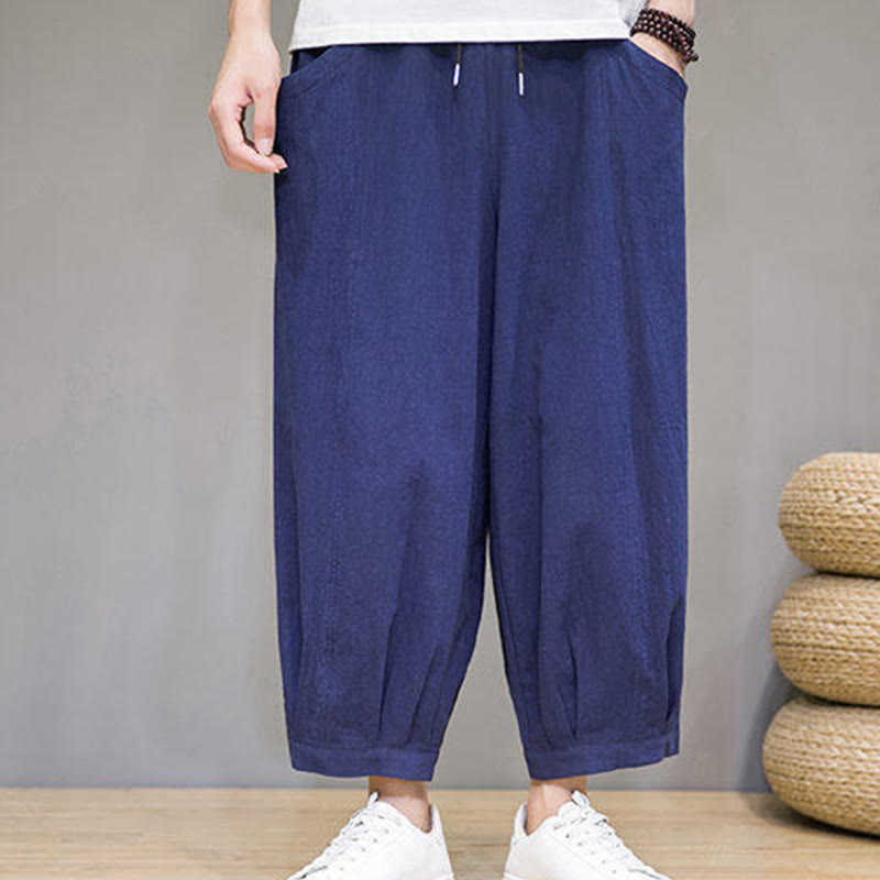 Buddha Stonesカジュアル 無地 メンズ コットン 7-8丈 ハーレムパンツ ポケット付き - image 33