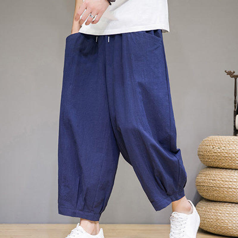 Buddha Stonesカジュアル 無地 メンズ コットン 7-8丈 ハーレムパンツ ポケット付き - image 30