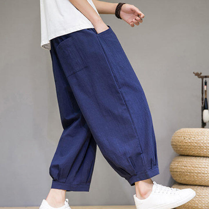 Buddha Stonesカジュアル 無地 メンズ コットン 7-8丈 ハーレムパンツ ポケット付き - image 32