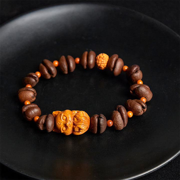 Buddha Stonesと天然キツネのコーヒー豆のウェンジウッドブレスレット - image 4