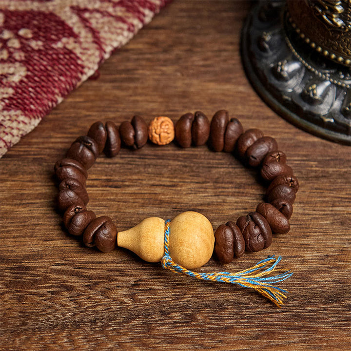 Buddha Stones天然ひょうたんコーヒー豆ブレスレット - コーヒービーン（手首周り：17.5cm） - image 1