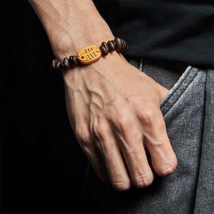 Buddha Stonesハンドメイドフィッシュボーン本物のコーヒー豆ウェンジウッドブレスレット - image 5