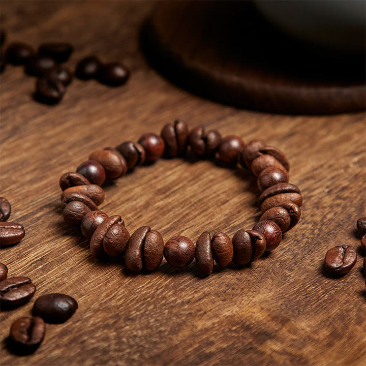 Buddha Stones天然コーヒー豆白檀保護ブレスレット - image 3