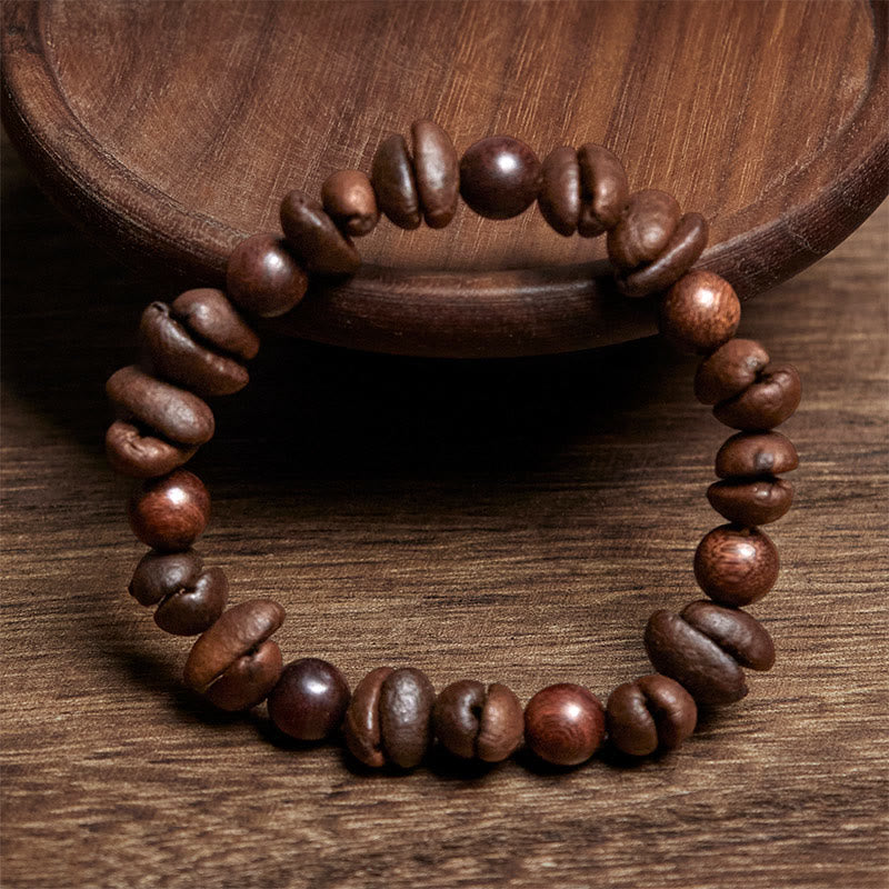Buddha Stones天然コーヒー豆白檀保護ブレスレット - image 2