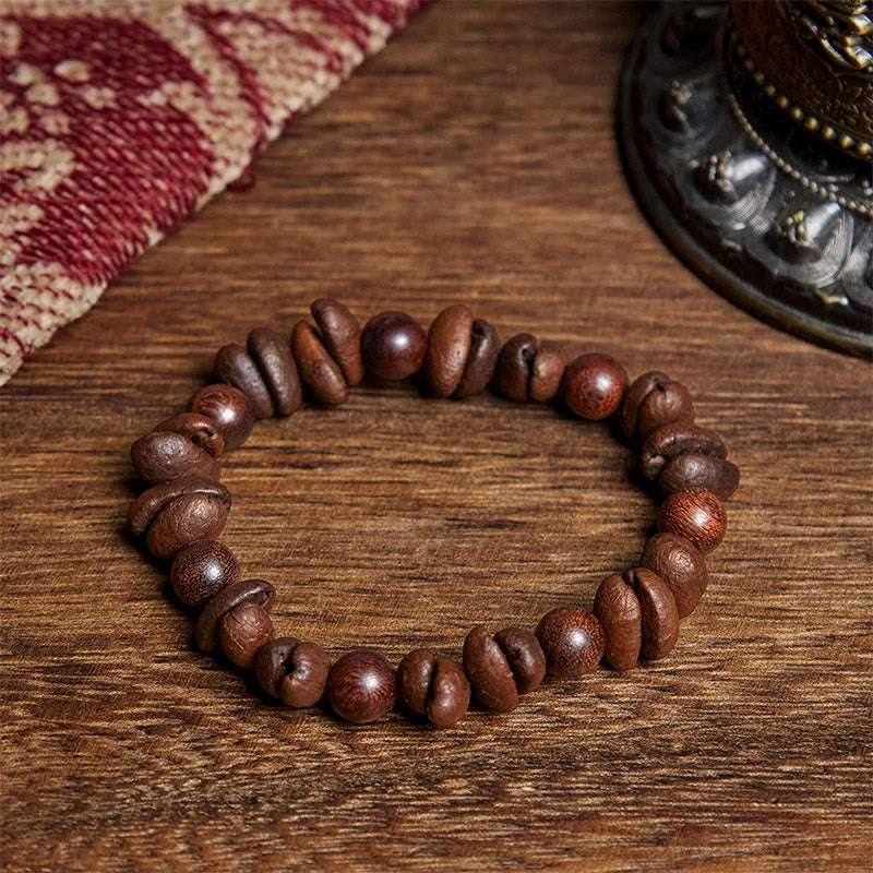 Buddha Stones天然コーヒー豆白檀保護ブレスレット - コーヒー豆＆サンダルウッド（手首周り：16cm） - image 1