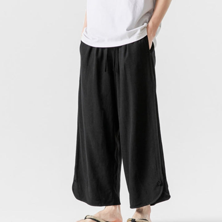 Buddha Stonesカジュアル ルーズ フロッグボタン 無地 メンズ コットンリネン 7-8丈パンツ ポケット付き - image 17