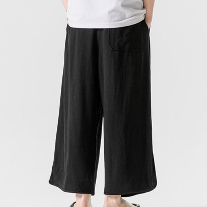 Buddha Stonesカジュアル ルーズ フロッグボタン 無地 メンズ コットンリネン 7-8丈パンツ ポケット付き - image 14