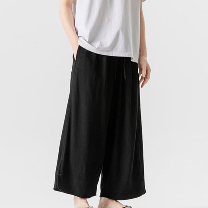 Buddha Stonesカジュアル ルーズ フロッグボタン 無地 メンズ コットンリネン 7-8丈パンツ ポケット付き - image 21
