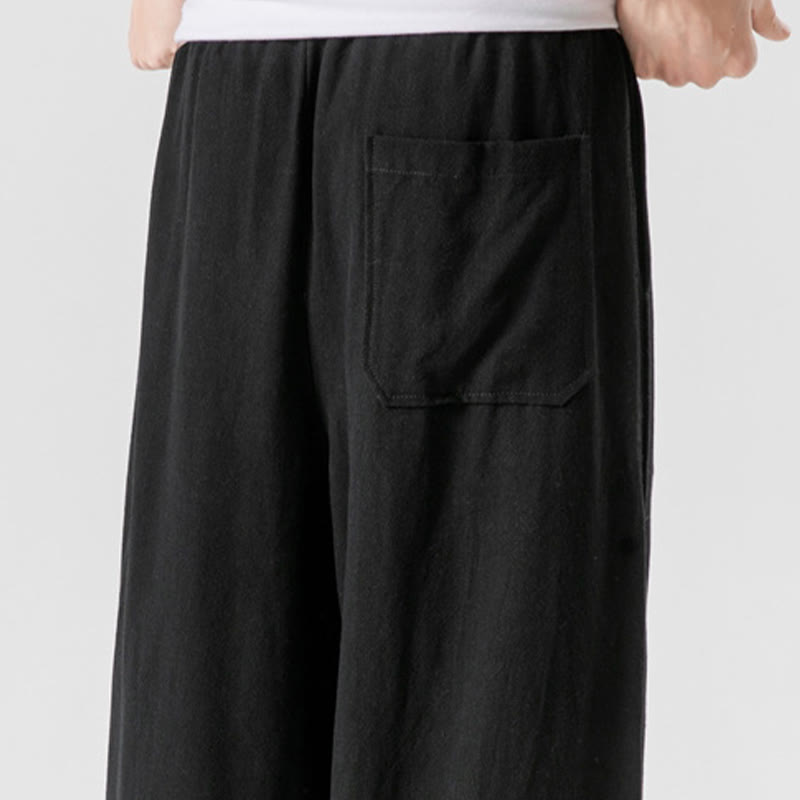 Buddha Stonesカジュアル ルーズ フロッグボタン 無地 メンズ コットンリネン 7-8丈パンツ ポケット付き - image 26