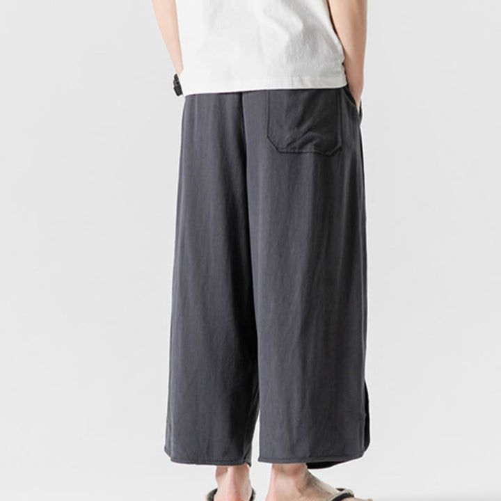 Buddha Stonesカジュアル ルーズ フロッグボタン 無地 メンズ コットンリネン 7-8丈パンツ ポケット付き - image 32