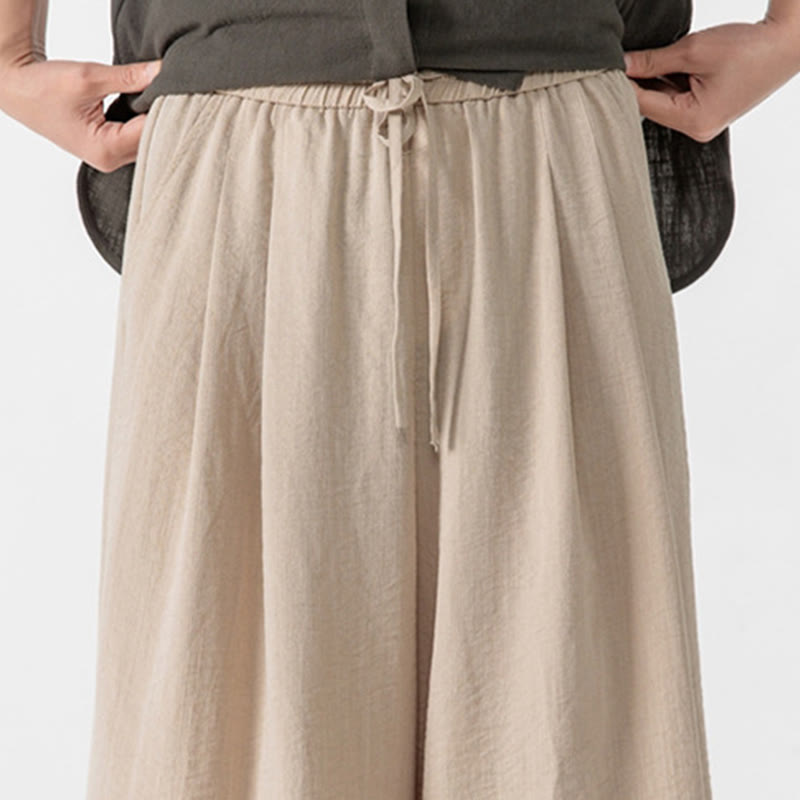Buddha Stonesカジュアル ルーズ フロッグボタン 無地 メンズ コットン 7-8丈 ワイドレッグパンツ ポケット付き - image 12