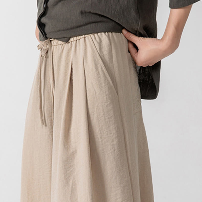 Buddha Stonesカジュアル ルーズ フロッグボタン 無地 メンズ コットン 7-8丈 ワイドレッグパンツ ポケット付き - image 13