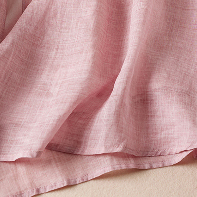 Buddha Stones刺繍リーフクルーネック半袖コットンファイバーミディドレス - image 21