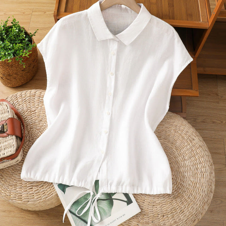 Buddha Stones夏用 無地 ボタン付き 半袖 レディースシャツ - 白 - US12、 UK/AU16、 EU44 (2XL) - image 8