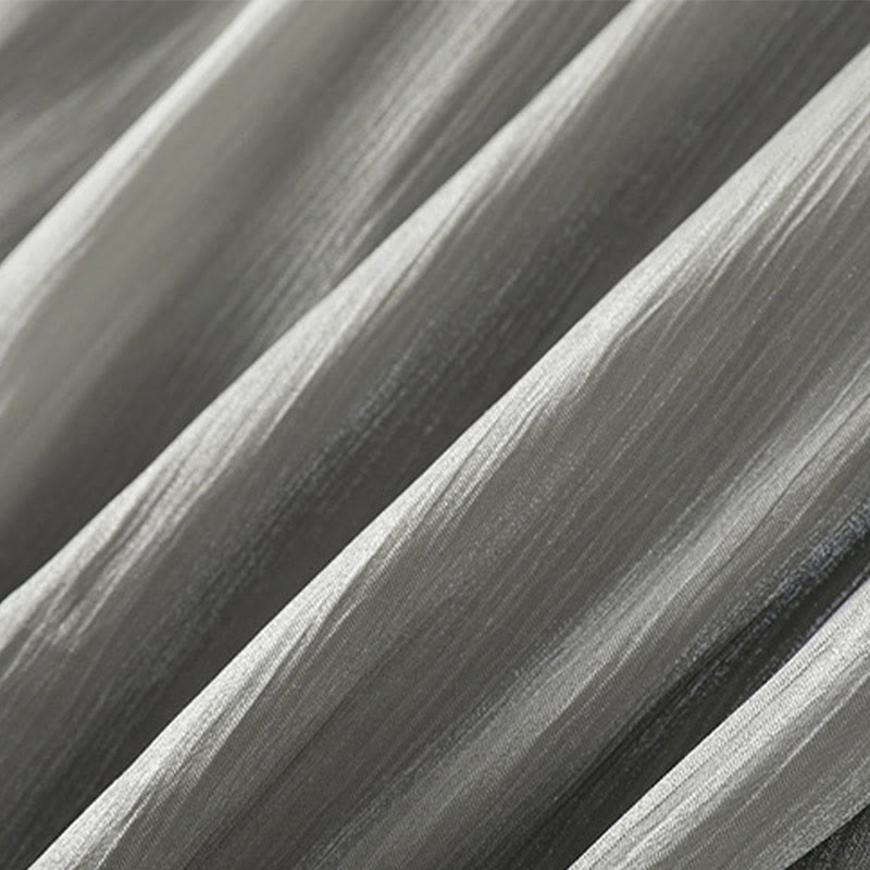 Buddha Stonesライトグレー プリーツデザイン 伸縮性ウエスト レディース ワイドレッグパンツ ポケット付き - image 13