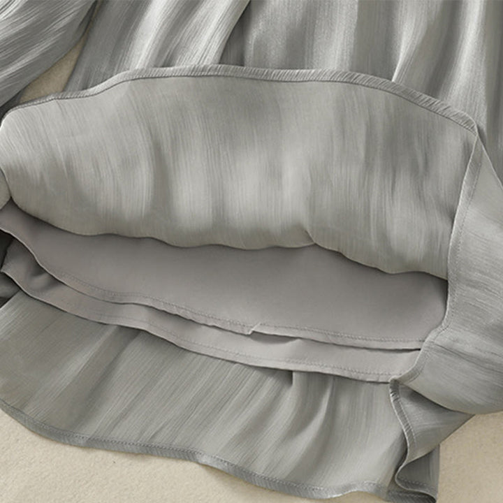 Buddha Stonesライトグレー プリーツデザイン 伸縮性ウエスト レディース ワイドレッグパンツ ポケット付き - image 10