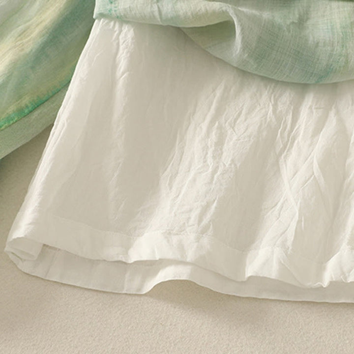 Buddha Stones 7-8丈 伸縮性ウエスト レディース ワイドレッグ コットンリネン パンツ ポケット付き - image 7