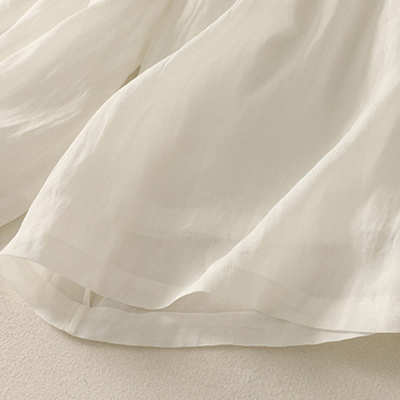 Buddha Stones 7-8丈 伸縮性ウエスト レディース ワイドレッグ コットンリネン パンツ ポケット付き - image 17