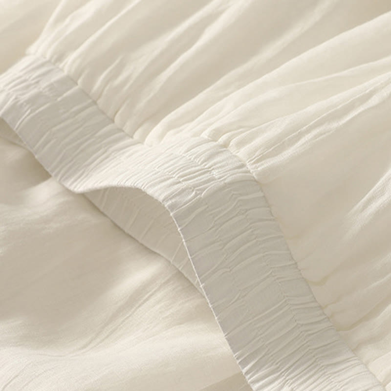 Buddha Stones 7-8丈 伸縮性ウエスト レディース ワイドレッグ コットンリネン パンツ ポケット付き - image 15