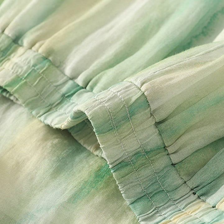 Buddha Stones 7-8丈 伸縮性ウエスト レディース ワイドレッグ コットンリネン パンツ ポケット付き - image 4