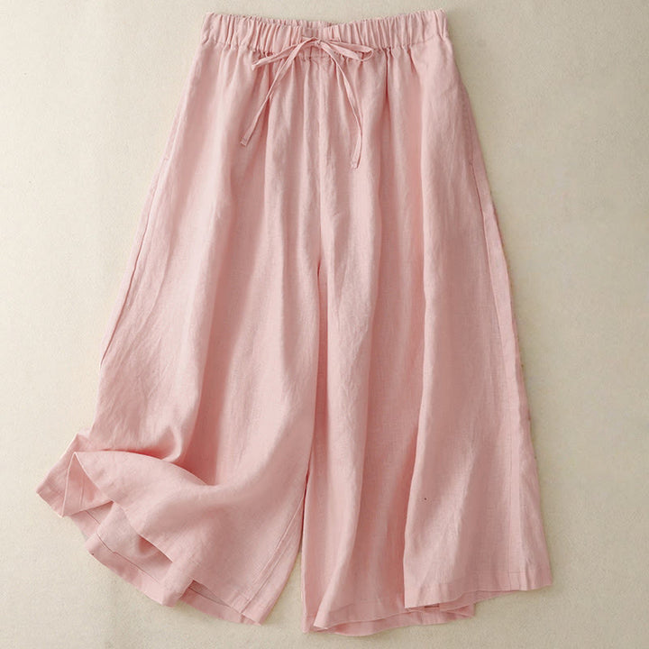 Buddha Stones夏用 伸縮性ウエスト レディース カプリ クロップド ワイドレッグパンツ ポケット付き - ライトピンク - US14、 UK/AU18、 EU46 (3XL) - image 7