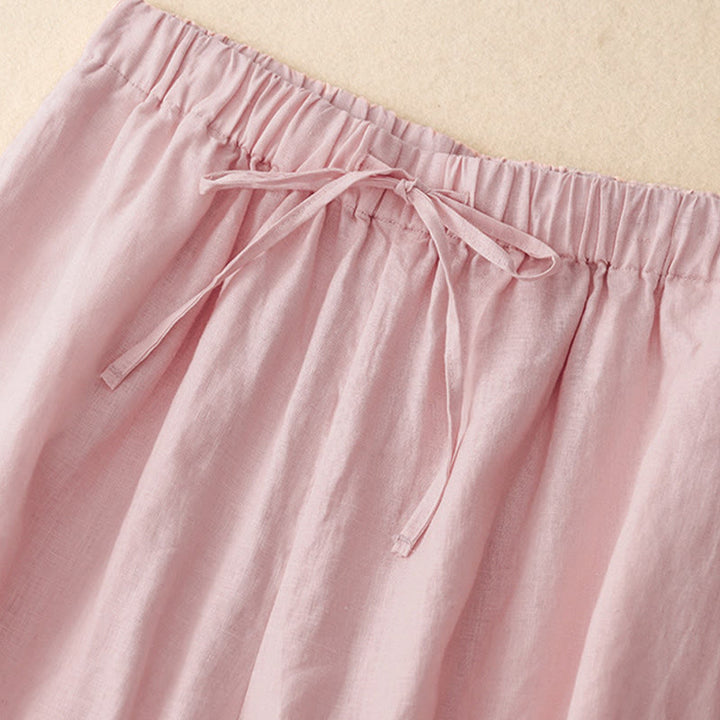 Buddha Stonesサマー エラスティックウエスト レディース カプリ丈 クロップド ワイドレッグパンツ ポケット付き - image 7