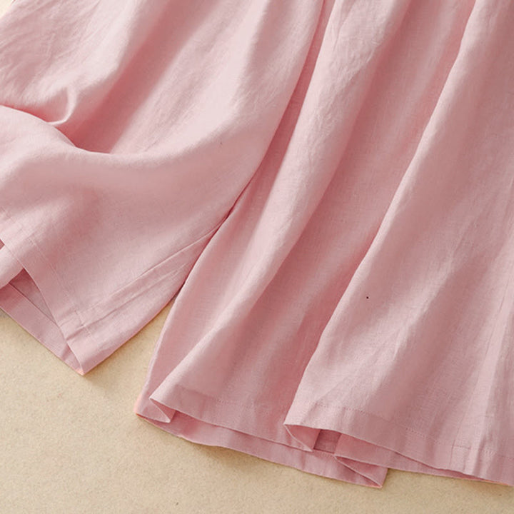 Buddha Stones夏用 伸縮性ウエスト レディース カプリ クロップド ワイドレッグパンツ ポケット付き - image 8