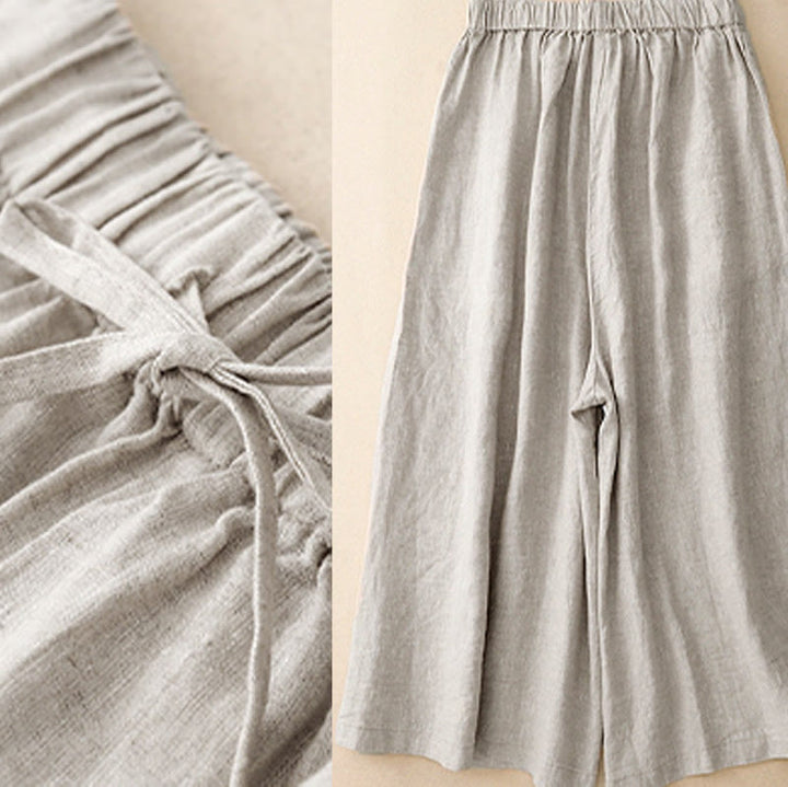 Buddha Stones夏用 伸縮性ウエスト レディース カプリ クロップド ワイドレッグパンツ ポケット付き - image 17