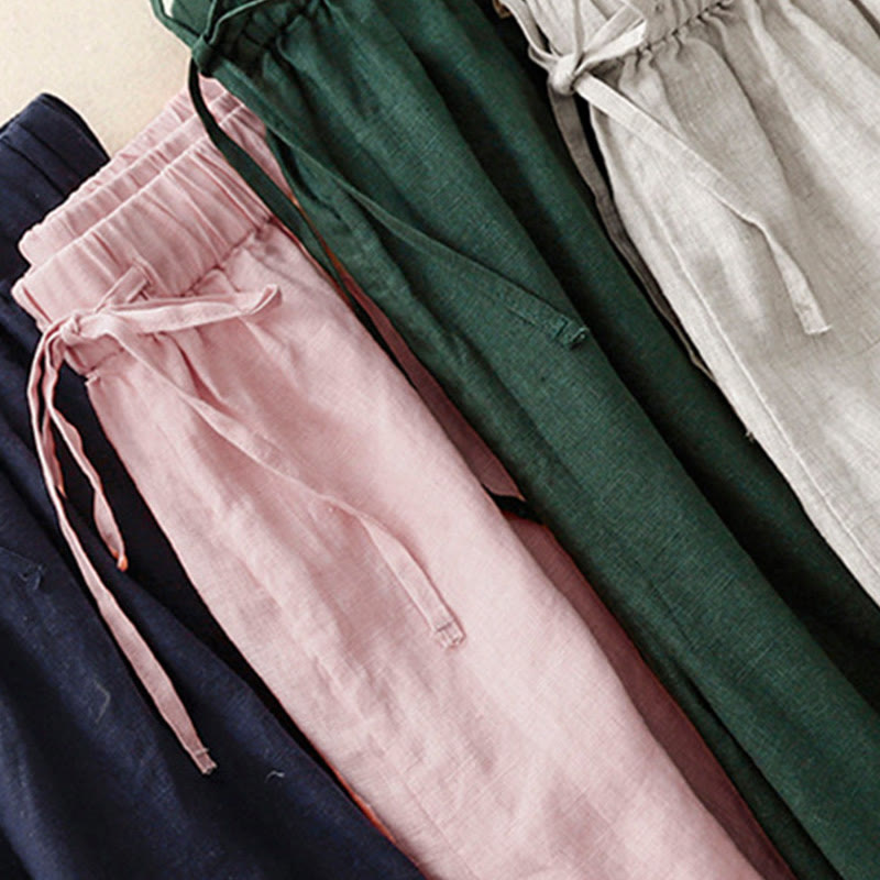 Buddha Stones夏用 伸縮性ウエスト レディース カプリ クロップド ワイドレッグパンツ ポケット付き - image 29