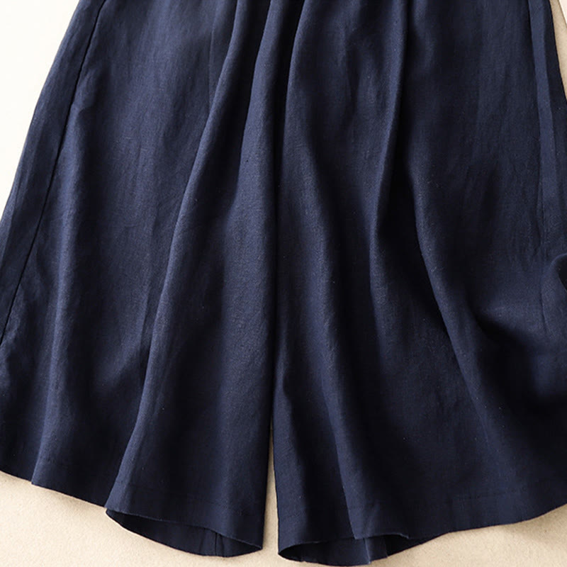 Buddha Stones夏用 伸縮性ウエスト レディース カプリ クロップド ワイドレッグパンツ ポケット付き - image 14