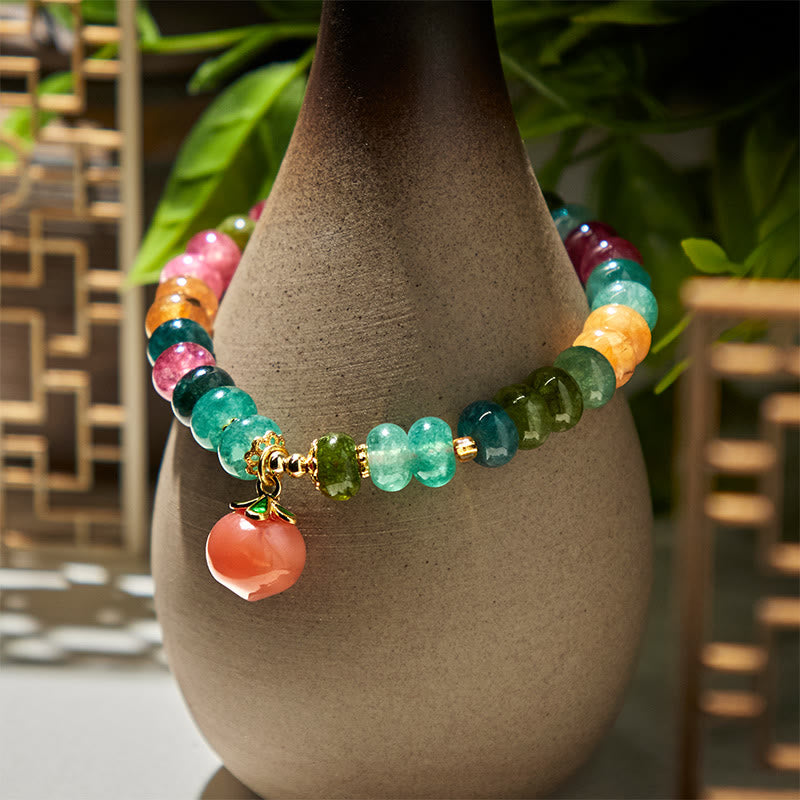 Buddha Stonesトルマリン燕元瑪瑙ピーチポジティブブレスレット