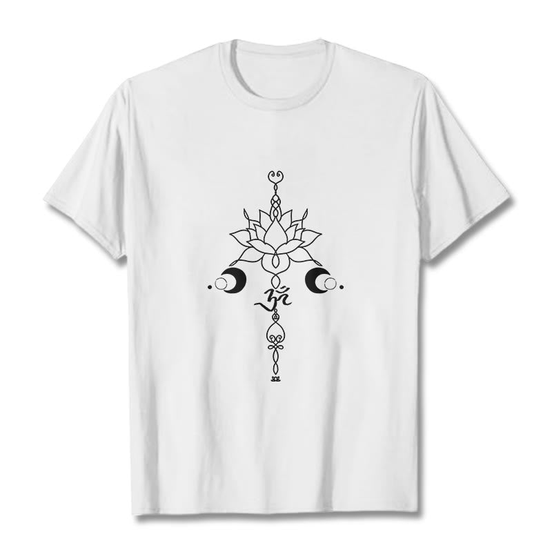 Buddha Stones無地 蓮の花 オムシンボル柄 Tシャツ - 白 - 2XL - image 6