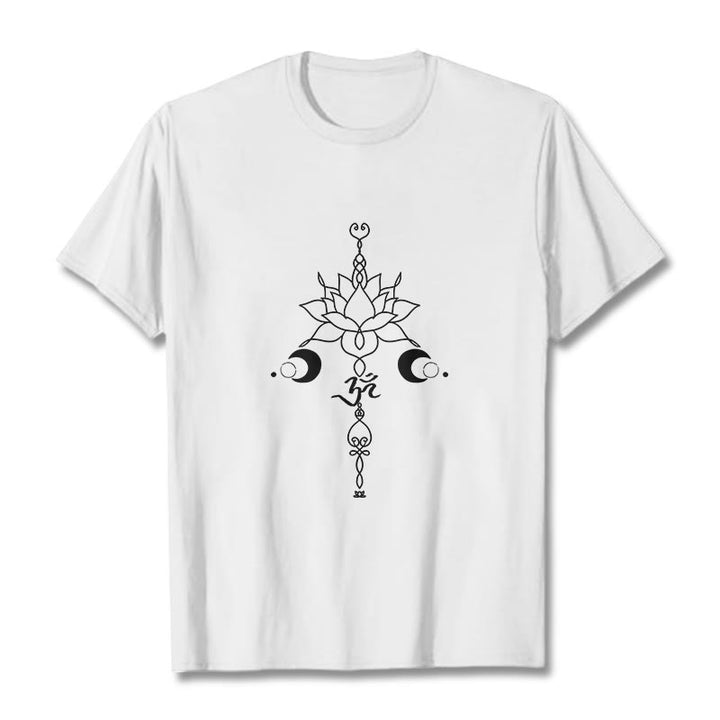 Buddha Stones無地 蓮の花 オムシンボル柄 Tシャツ - 白 - 2XL - image 6