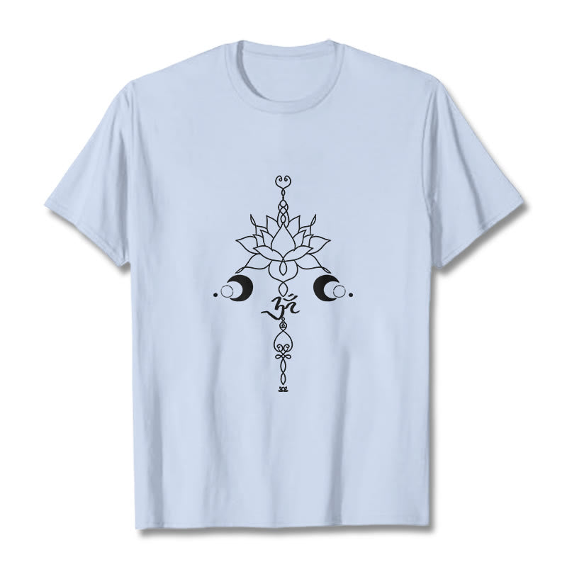 Buddha Stones無地 蓮の花 オムシンボル柄 Tシャツ - ライトシアン - 2XL - image 19