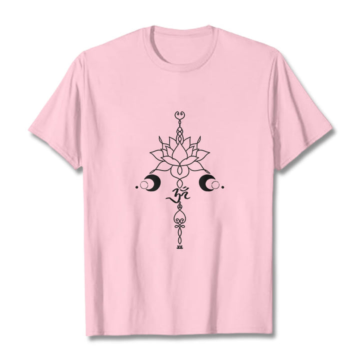 Buddha Stones無地 蓮の花 オムシンボル柄 Tシャツ - ライトピンク - 2XL - image 13