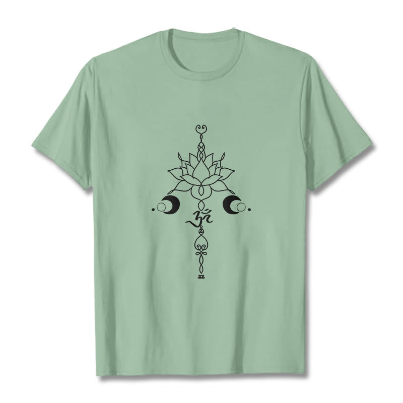 Buddha Stones無地 蓮の花 オムシンボル柄 Tシャツ - ペールグリーン - 2XL - image 15