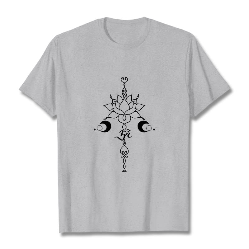 Buddha Stones無地 蓮の花 オムシンボル柄 Tシャツ - ライトグレー - 2XL - image 20