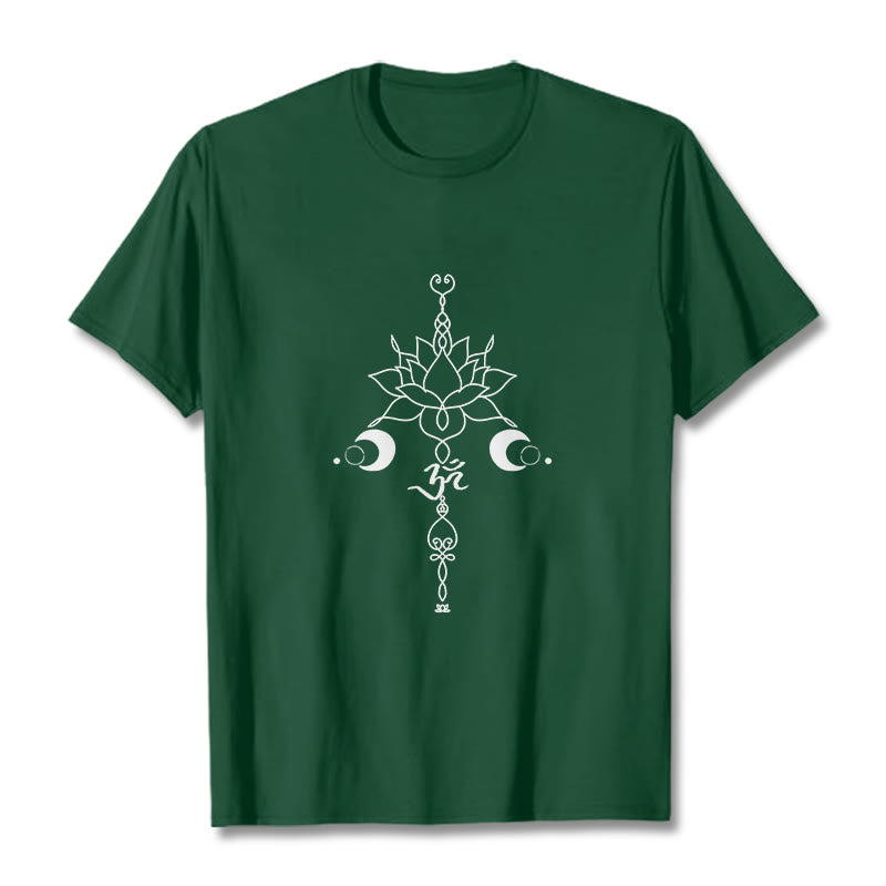 Buddha Stones無地 蓮の花 オムシンボル柄 Tシャツ - フォレストグリーン - 2XL - image 11