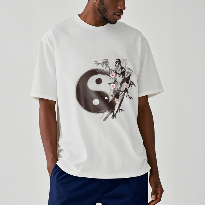 Buddha Stones 陰陽竹桜柄Tシャツ - image 1