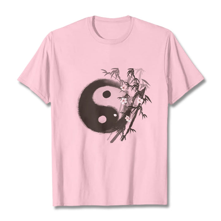 Buddha Stones 陰陽竹桜柄Tシャツ - ライトピンク - 2XL - image 11